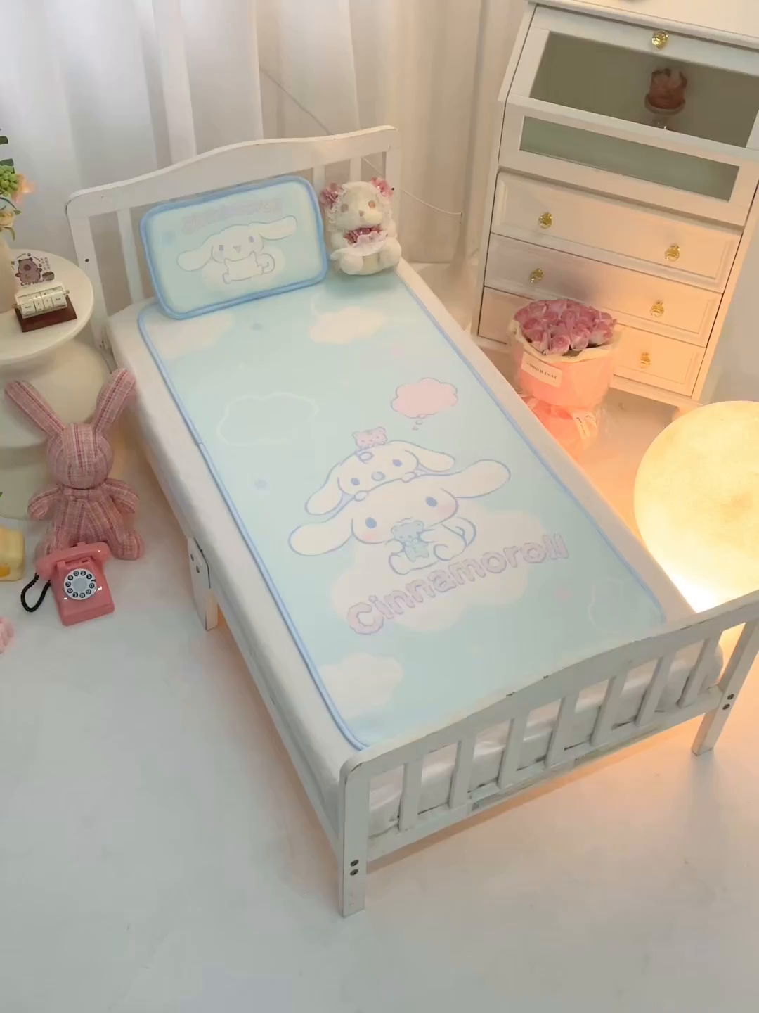 91家纺网 家纺一手货源 找家纺 八零年代 2025新款三丽鸥IP正版授权凉席新品云柔天丝软凉席冰丝儿童席幼儿园午睡凉席套件 大耳狗-宝贝