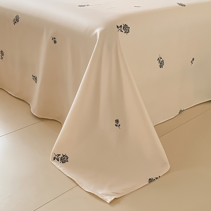 91家纺网 家纺一手货源 找家纺 绒世界 2025新款小清新美拉德水洗冰丝套件四件套 玫瑰