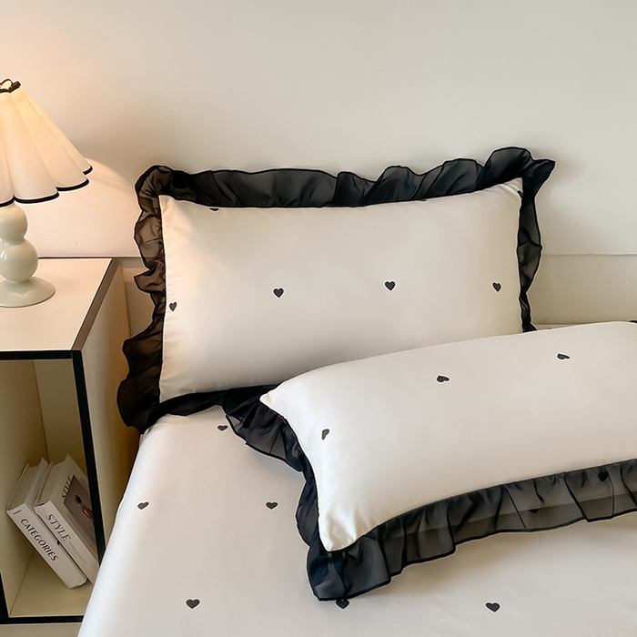 91家纺网 家纺一手货源 找家纺 绒世界 2025新款小清新美拉德水洗冰丝套件四件套 爱心