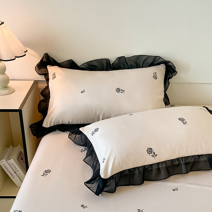 91家纺网 家纺一手货源 找家纺 绒世界 2025新款小清新美拉德水洗冰丝套件四件套 玫瑰