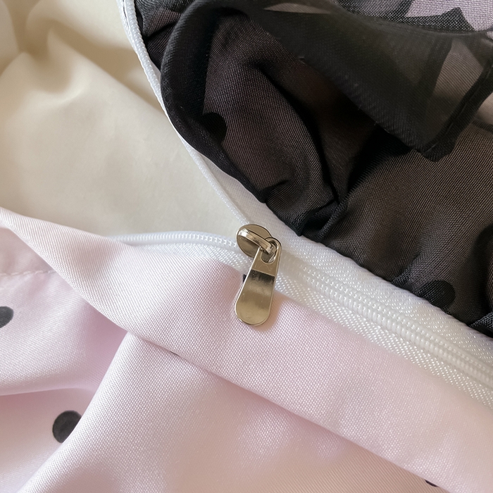 91家纺网 家纺一手货源 找家纺 绒世界 2025新款小清新美拉德水洗冰丝套件四件套 波点-粉