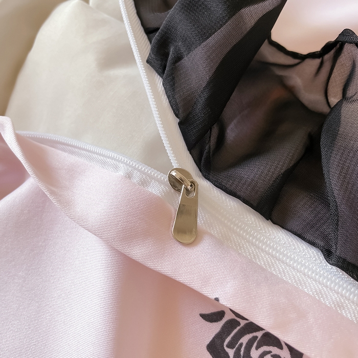 91家纺网 家纺一手货源 找家纺 绒世界 2025新款小清新美拉德水洗冰丝套件四件套 玫瑰-粉