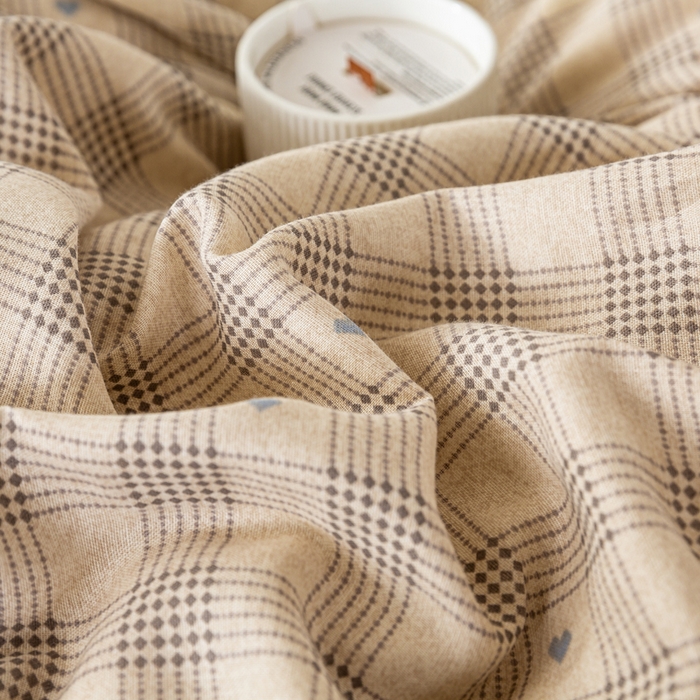 91家纺网 家纺一手货源 找家纺 2025新款全棉水洗棉双层纱印花四件套 伯克利-咖