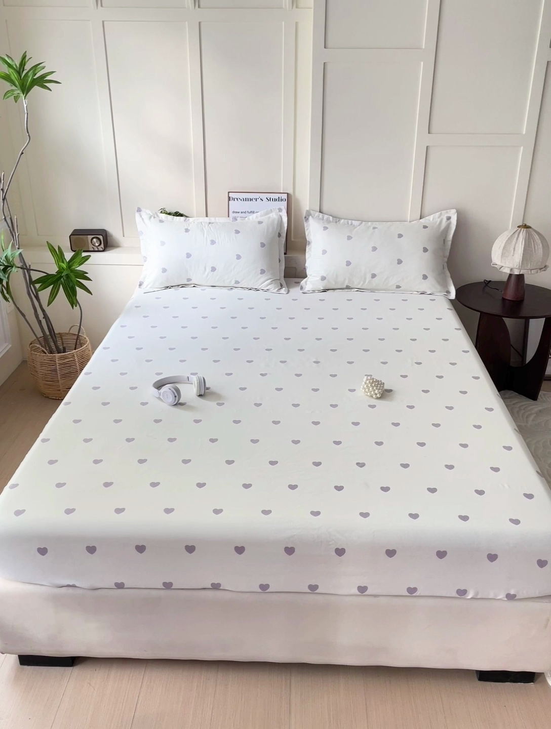 91家纺网 家纺一手货源 找家纺 朵朵家纺 2025新款亲肤棉芦荟棉床笠单床笠，磨毛床笠，印花床笠（可定制尺寸 ） 爱心灰