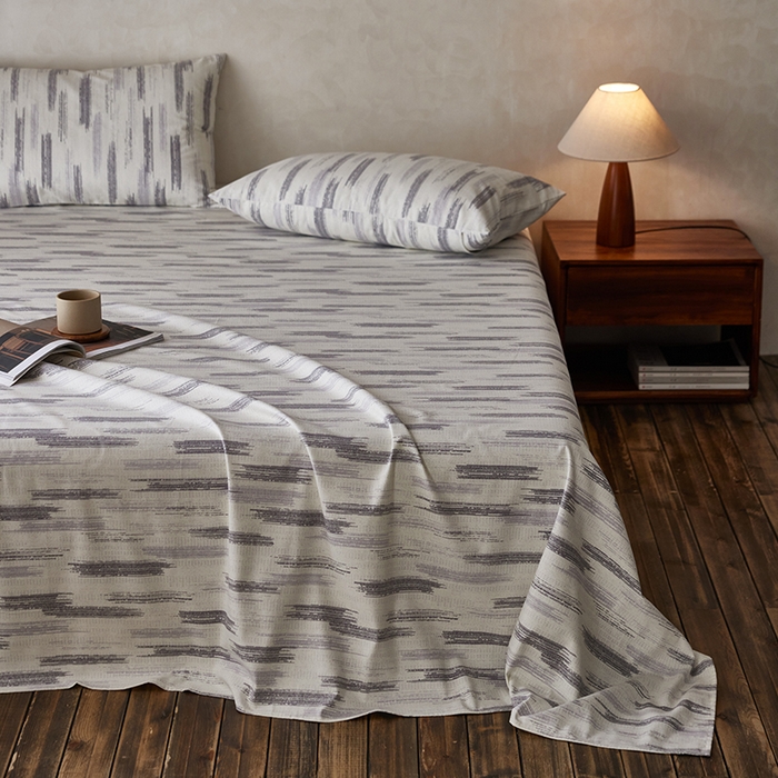 91家纺网 家纺一手货源 找家纺 千朵森2025新款A类全棉老粗布床单三件套 山光