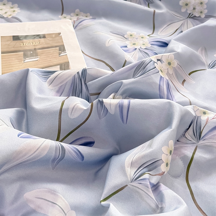 91家纺网 家纺一手货源 找家纺 找底底家纺 2025新款60S水洗天丝夏被夏凉被空调被床裙四件套 摇曳花香