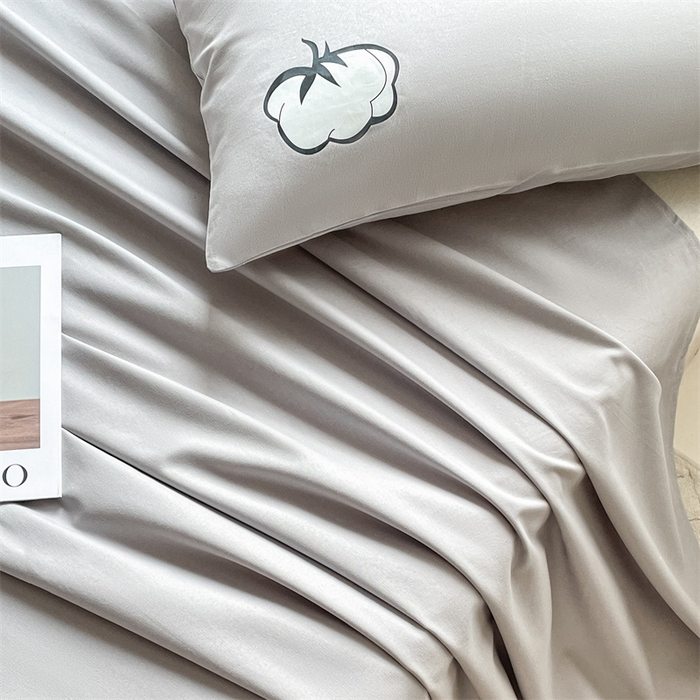 91家纺网 家纺一手货源 找家纺 布卢姆床垫 2025新款全棉纯棉烫画全棉老粗布床单凉席 棉朵-浅灰