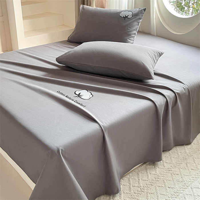 91家纺网 家纺一手货源 找家纺 布卢姆床垫 2025新款全棉纯棉烫画全棉老粗布床单凉席 棉朵-深灰