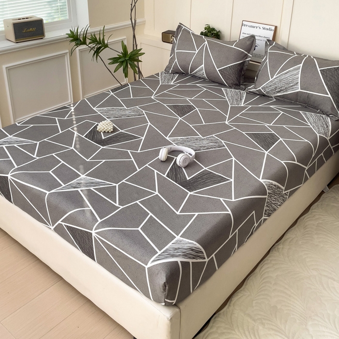 91家纺网 家纺一手货源 找家纺 朵朵家纺 2025新款亲肤棉芦荟棉床笠单床笠，磨毛床笠，印花床笠（可定制尺寸 ） 爱尚灰