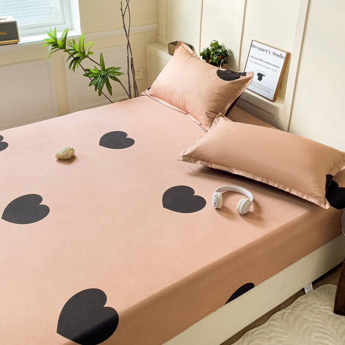 91家纺网 家纺一手货源 找家纺 朵朵家纺 2025新款亲肤棉芦荟棉床笠单床笠，磨毛床笠，印花床笠（可定制尺寸 ） 比心