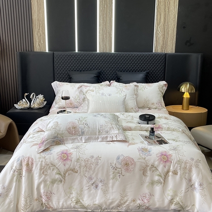 莱豫2025新款50支莱赛尔天丝四件套 春日落樱