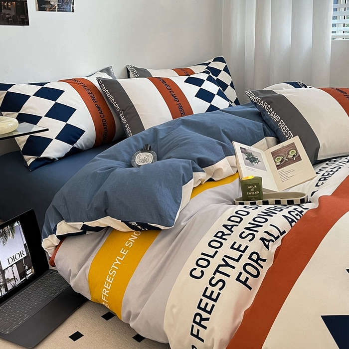 91家纺网 家纺一手货源 找家纺 吉象2025新款全棉印花北欧极简四件套系列 马里奥（风格一）