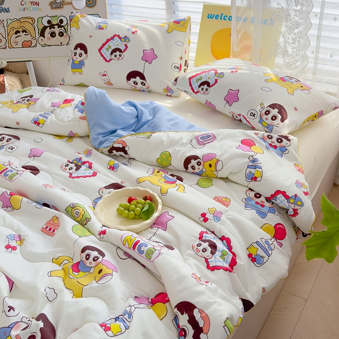 91家纺网 家纺一手货源 找家纺 美派工厂店2025新款水洗邹邹纱夏被 木马小新