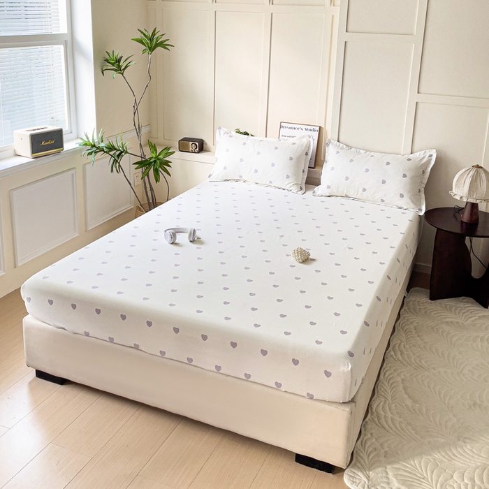 91家纺网 家纺一手货源 找家纺 朵朵家纺 2025新款亲肤棉芦荟棉床笠单床笠，磨毛床笠，印花床笠（可定制尺寸 ） 爱心灰