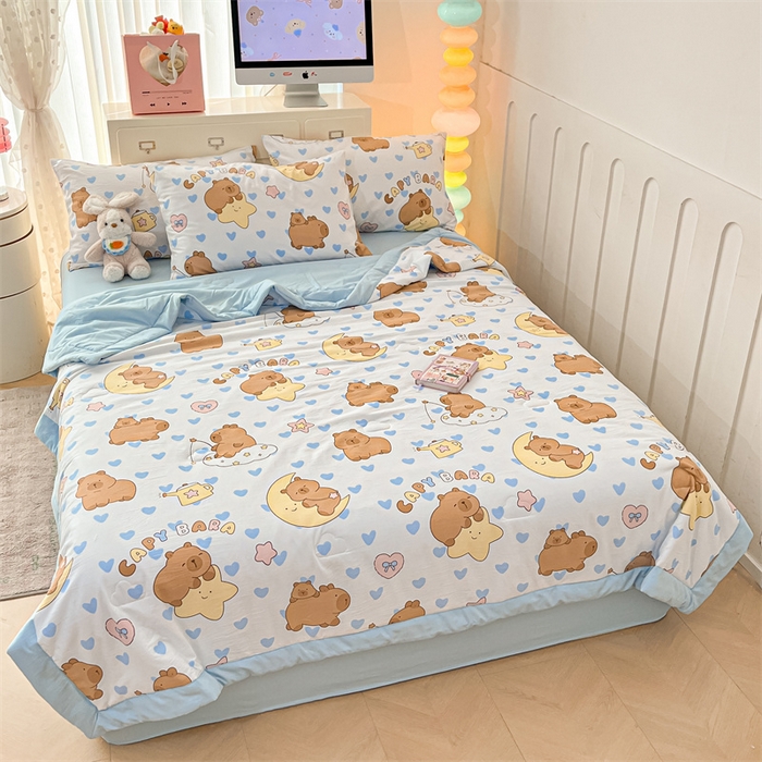 91家纺网 家纺一手货源 找家纺 美梦里 2025新款A类水洗棉棉花夏被 夏凉被空调被 小星心