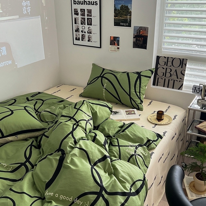 91家纺网 家纺一手货源 找家纺 吉象2025新款全棉印花北欧极简四件套系列 极简