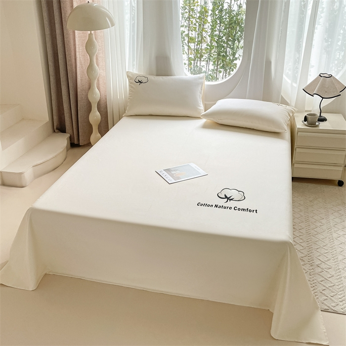 91家纺网 家纺一手货源 找家纺 布卢姆床垫 2025新款全棉纯棉烫画全棉老粗布床单凉席 棉朵-奶黄