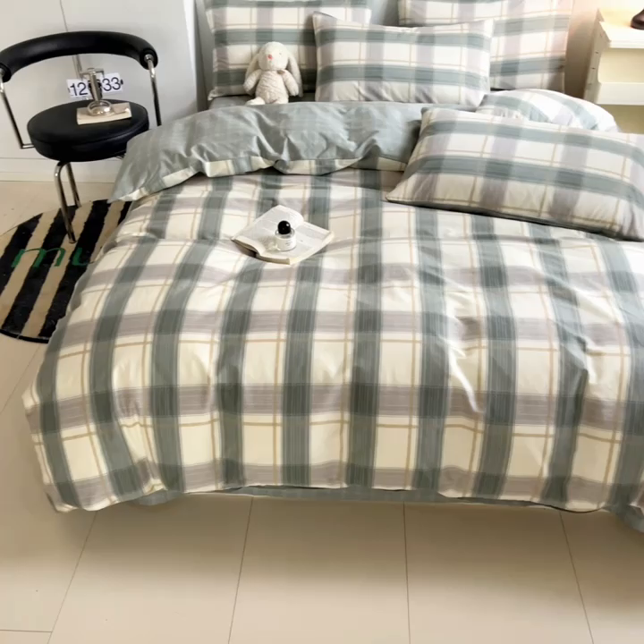 91家纺网 家纺一手货源 找家纺 吉象2025新款全棉印花北欧极简四件套系列 布里克