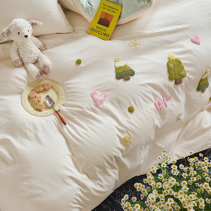 91家纺网 家纺一手货源 找家纺 （总）鑫喜莱家纺 2025新款水洗棉毛巾绣四件套场景二【全系图有买家秀文件】