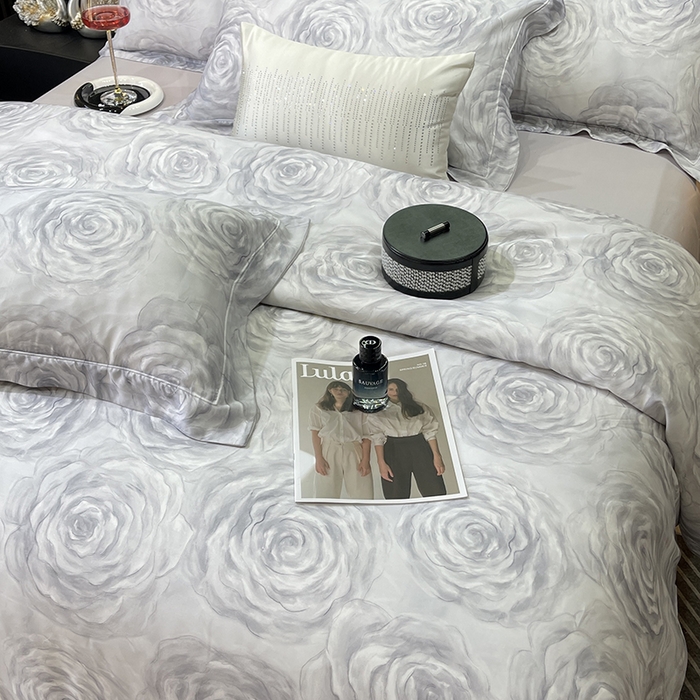 91家纺网 家纺一手货源 找家纺 莱豫2025新款50支莱赛尔天丝四件套 雾色玫瑰