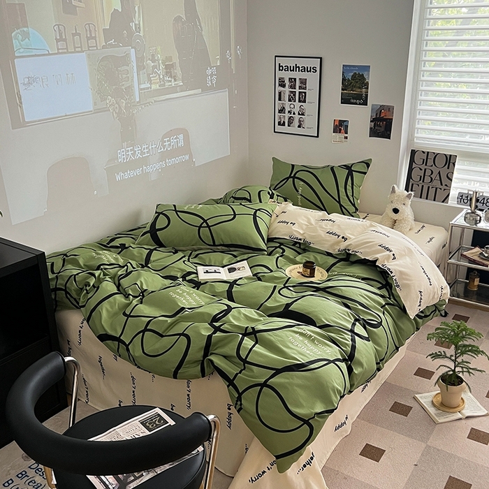 91家纺网 家纺一手货源 找家纺 吉象2025新款全棉印花北欧极简四件套系列 极简