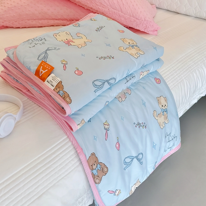 91家纺网 家纺一手货源 找家纺 （总）兜米  2025夏季A类针织棉夏凉被小清新卡通双面针织棉空调被子被芯