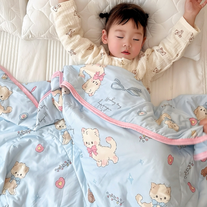 91家纺网 家纺一手货源 找家纺 （总）兜米  2025夏季A类针织棉夏凉被小清新卡通双面针织棉空调被子被芯