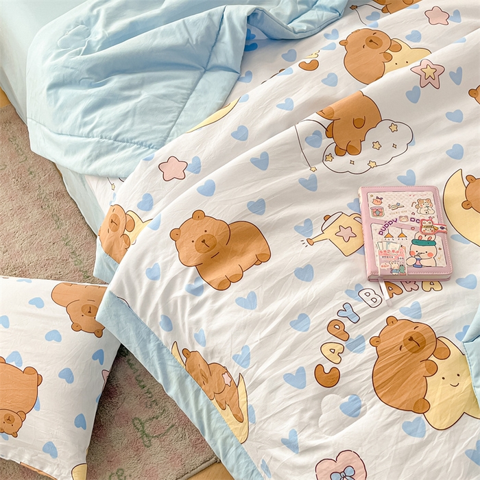 91家纺网 家纺一手货源 找家纺 美梦里 2025新款A类水洗棉棉花夏被 夏凉被空调被 小星心