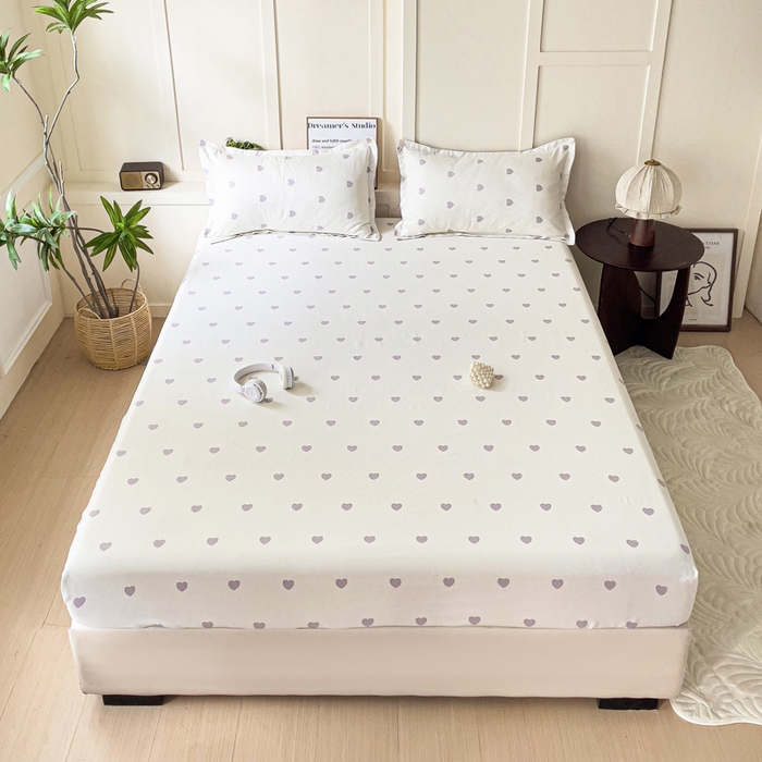 91家纺网 家纺一手货源 找家纺 朵朵家纺 2025新款亲肤棉芦荟棉床笠单床笠，磨毛床笠，印花床笠（可定制尺寸 ） 爱心灰