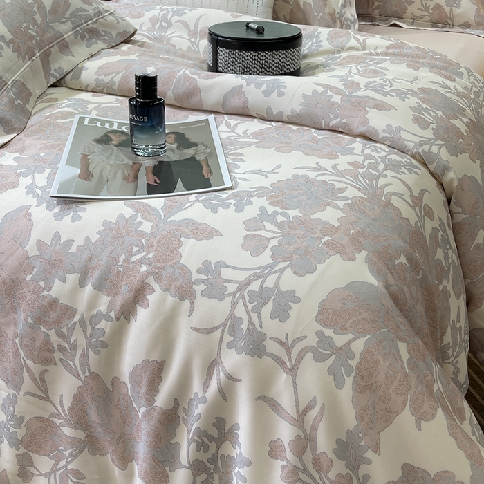 91家纺网 家纺一手货源 找家纺 莱豫2025新款50支莱赛尔天丝四件套 梦甜粉