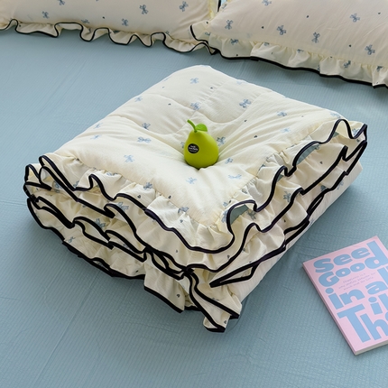 慕尚 2025新款云感棉花边夏凉被空调被 蓝蝴蝶结