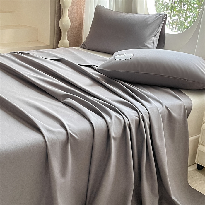 91家纺网 家纺一手货源 找家纺 布卢姆床垫 2025新款全棉纯棉烫画全棉老粗布床单凉席 棉朵-深灰