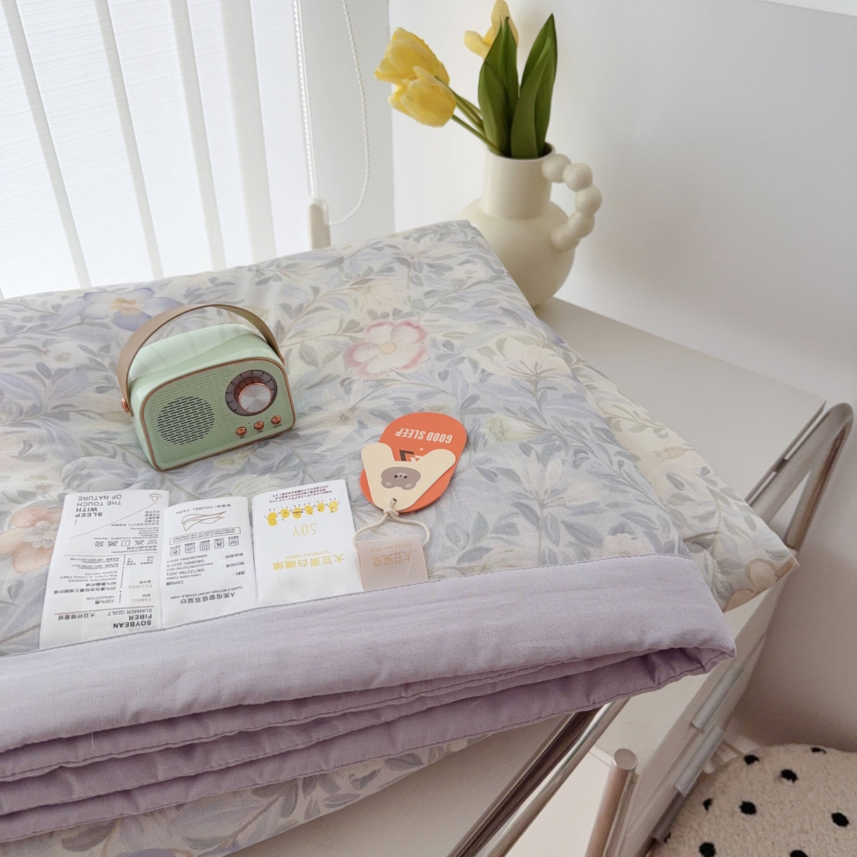 91家纺网 家纺一手货源 找家纺 于果 2025新款全棉双层纱夏被四件套 野漫蓝