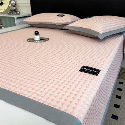 丝羽坊 2025新款立体冰豆豆纯色软凉席-平铺款 小菱形-粉