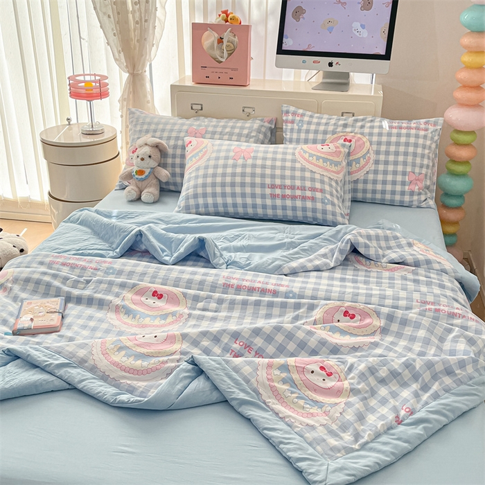 91家纺网 家纺一手货源 找家纺 美梦里 2025新款A类水洗棉棉花夏被 夏凉被空调被 喵喵慕斯