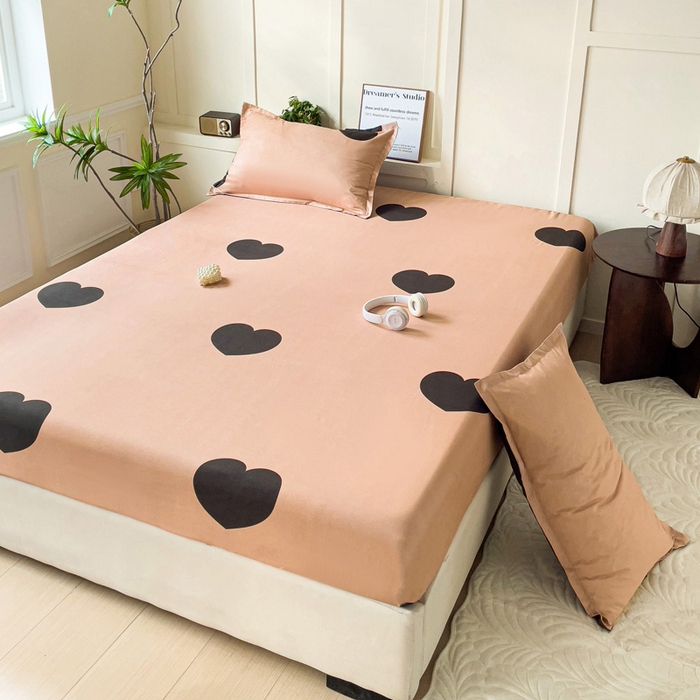 91家纺网 家纺一手货源 找家纺 朵朵家纺 2025新款亲肤棉芦荟棉床笠单床笠，磨毛床笠，印花床笠（可定制尺寸 ） 比心