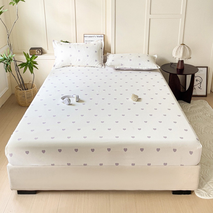 91家纺网 家纺一手货源 找家纺 朵朵家纺 2025新款亲肤棉芦荟棉床笠单床笠，磨毛床笠，印花床笠（可定制尺寸 ） 爱心灰