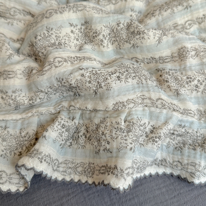 91家纺网 家纺一手货源 找家纺 2025新韩版花边全棉双层皱皱纱布四件套 白兰地