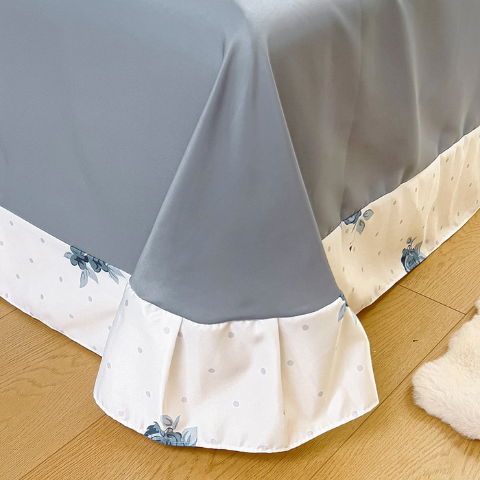 91家纺网 家纺一手货源 找家纺 找底底家纺 2025新款60S水洗天丝夏被夏凉被空调被床裙四件套 蓝色妖姬