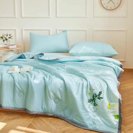 欧雅搁家纺 2025新款纯色艾草驱蚊夏凉被 天空蓝