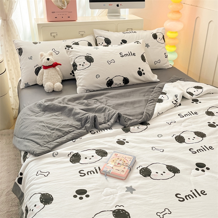 91家纺网 家纺一手货源 找家纺 美梦里 2025新款A类水洗棉棉花夏被 夏凉被空调被 狗狗乐园