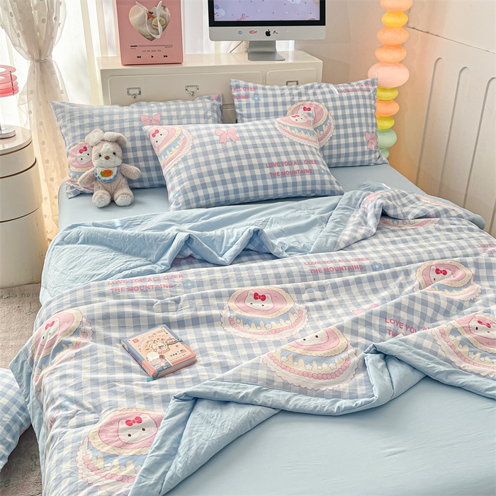 91家纺网 家纺一手货源 找家纺 美梦里 2025新款A类水洗棉棉花夏被 夏凉被空调被 喵喵慕斯