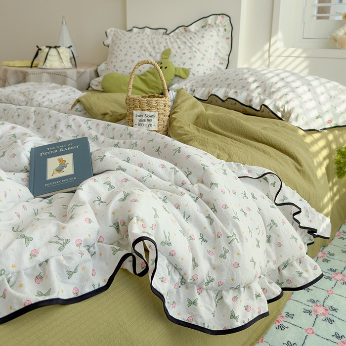 91家纺网 家纺一手货源 找家纺 慕尚 2025新款云感棉花边夏凉被空调被 草莓园