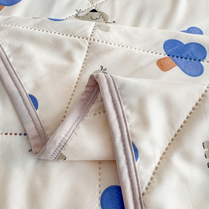 91家纺网 家纺一手货源 找家纺 薇玛仕 2025新款印花款小清新超声波大豆夏凉被空调被 森林小象