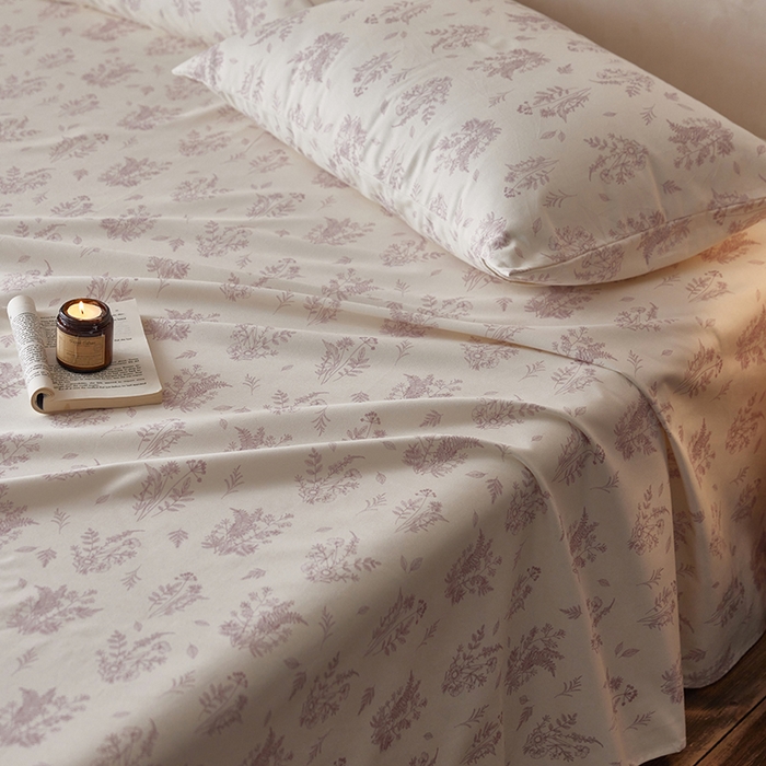 91家纺网 家纺一手货源 找家纺 千朵森2025新款A类全棉老粗布床单三件套 花枝