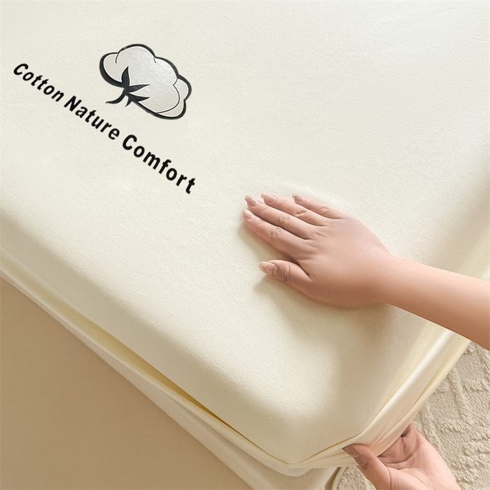 91家纺网 家纺一手货源 找家纺 布卢姆床垫 2025新款全棉烫画全棉老粗布床笠 棉朵-奶黄