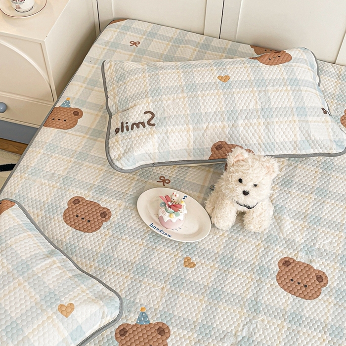 91家纺网 家纺一手货源 找家纺 川悦生活 2025新款大版冰豆豆凉豆豆凉席 格拉熊