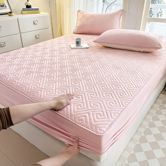 91家纺网 家纺一手货源 找家纺 （总）卡伦家纺 2025新款水洗棉磨毛防水夹棉床笠