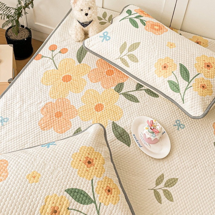 91家纺网 家纺一手货源 找家纺 川悦生活 2025新款大版冰豆豆凉豆豆凉席 花之夏