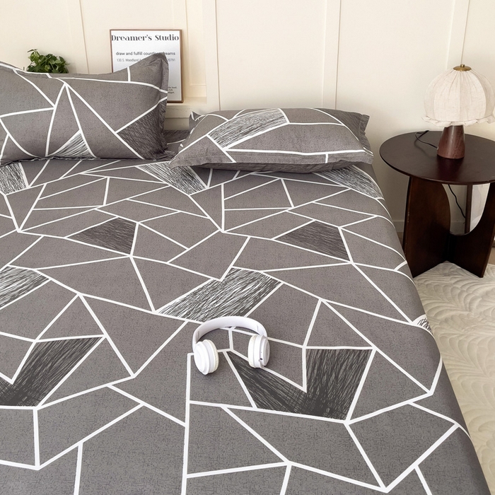 91家纺网 家纺一手货源 找家纺 朵朵家纺 2025新款亲肤棉芦荟棉床笠单床笠，磨毛床笠，印花床笠（可定制尺寸 ） 爱尚灰